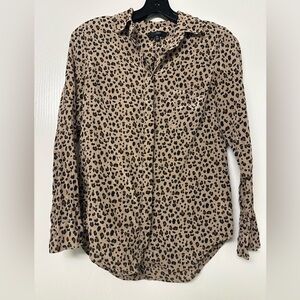 J. Crew Tan and Black Leopard Print Shirt